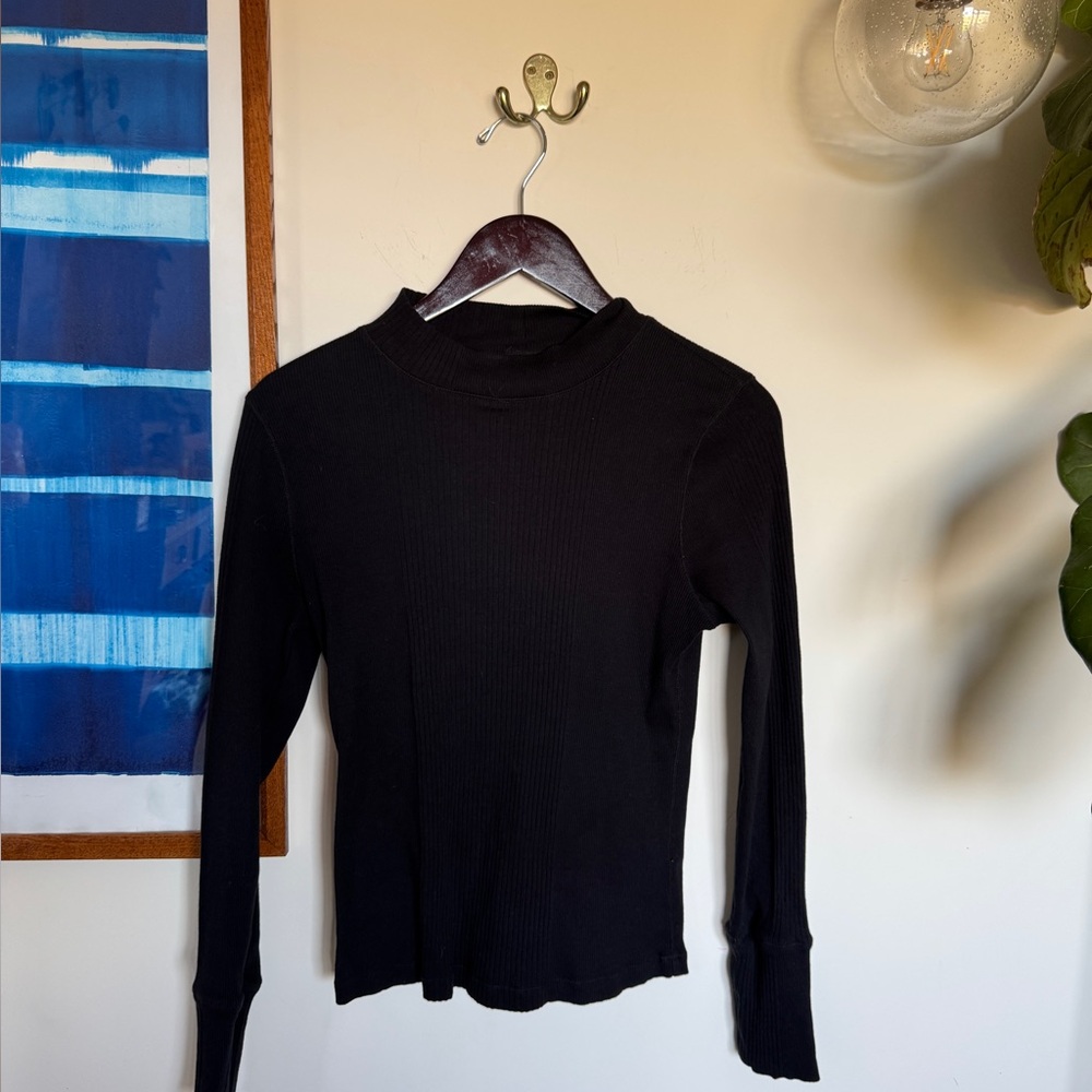 Black Long Sleeve Ribbed Top by Intimately Free People